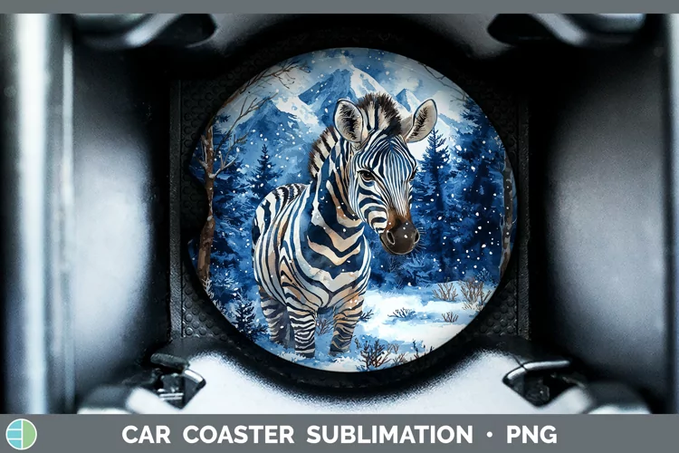 Winter Exotic Animals Zebra Car Coaster Sublimation Coaster