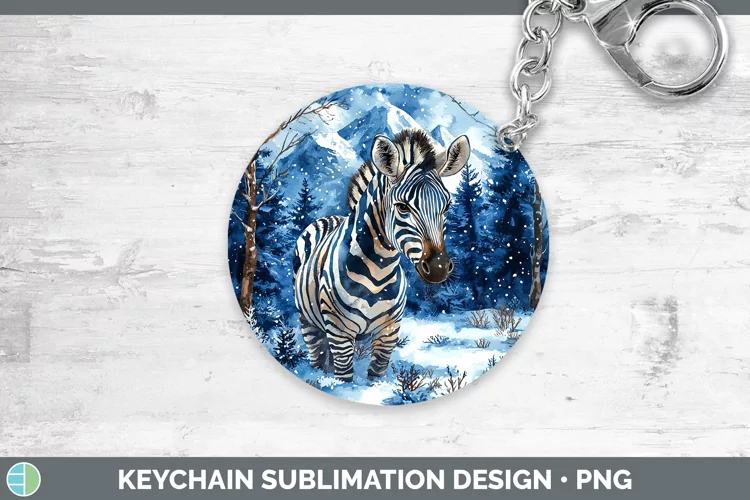 Winter Exotic Animals Zebra Keychain Sublimation Keyring Des
