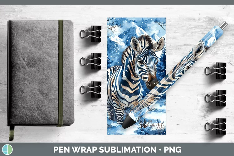 Winter Exotic Animals Zebra Pen Wrap Sublimation Epoxy Pen D
