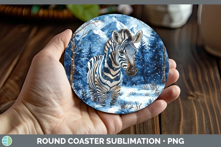Winter Exotic Animals Zebra Round Coaster Sublimation Coaste