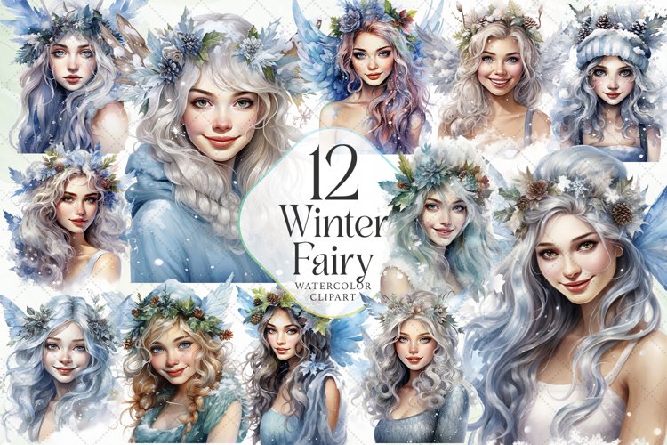 Winter Fairy Watercolor Sublimation Clipart