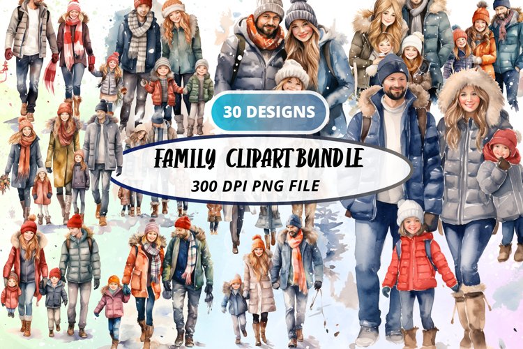 Winter Family Sublimation Clipart Bundle