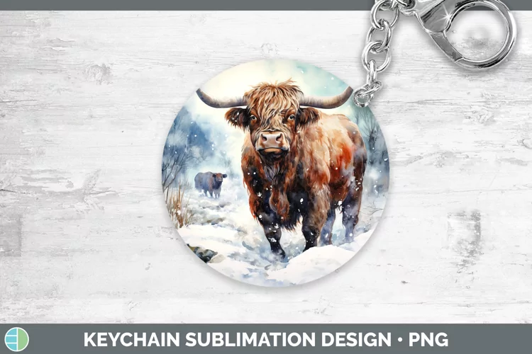Winter Farm Animals Bull Keychain Sublimation Keyring Design