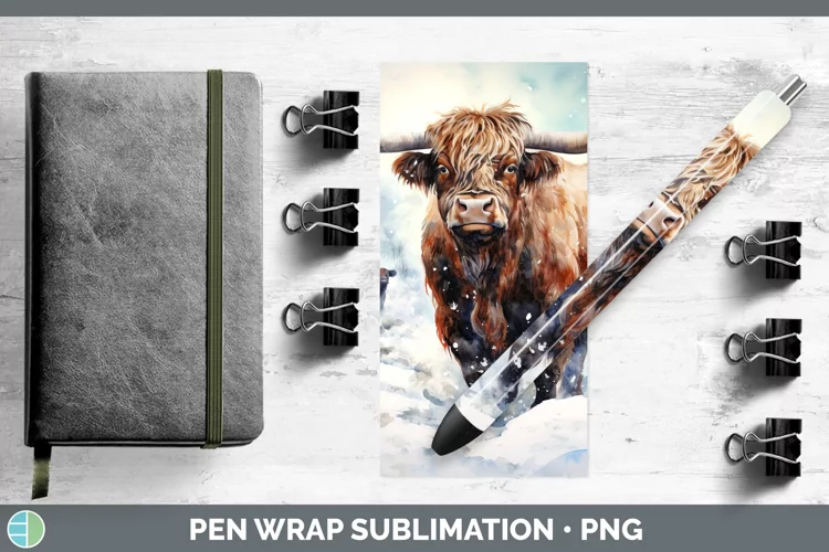 Winter Farm Animals Bull Pen Wrap Sublimation Epoxy Pen Desi