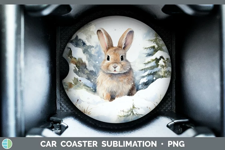 Winter Farm Animals Bunny Car Coaster Sublimation Coaster De