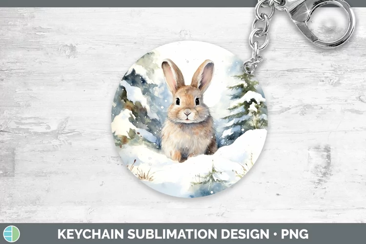 Winter Farm Animals Bunny Keychain Sublimation Keyring Desig