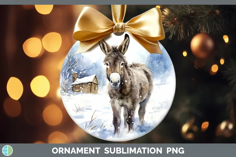 Winter Farm Animals Donkey Ornament Sublimation Bauble Desig