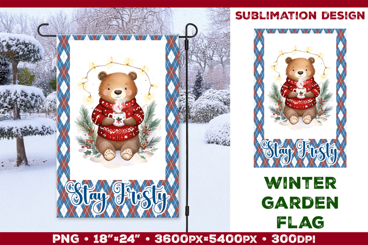 Winter Garden Flag. Christmas Garden Flag Sublimation