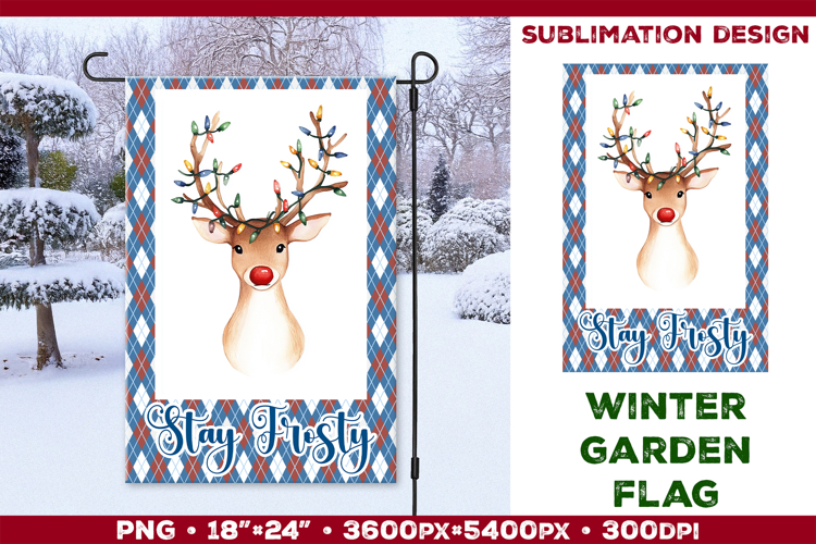 Winter Garden Flag. Christmas Garden Flag Sublimation