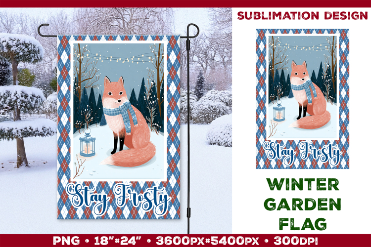 Winter Garden Flag. Christmas Garden Flag Sublimation