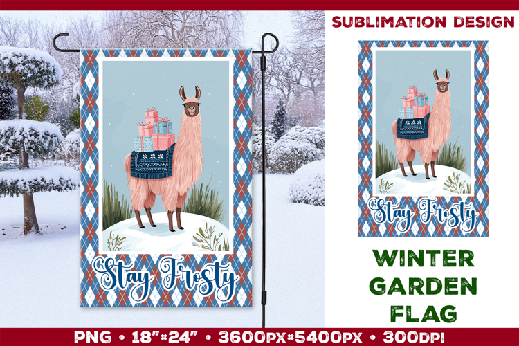 Winter Garden Flag. Christmas Garden Flag Sublimation
