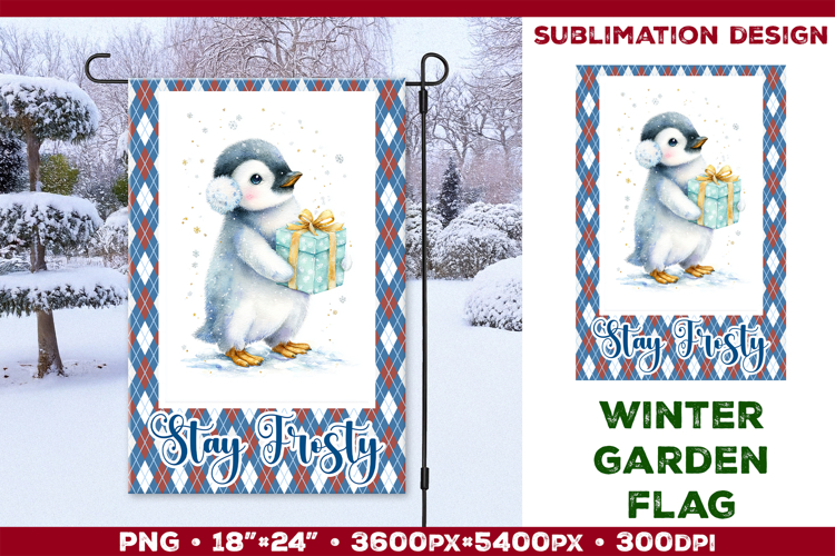 Winter Garden Flag. Christmas Garden Flag Sublimation