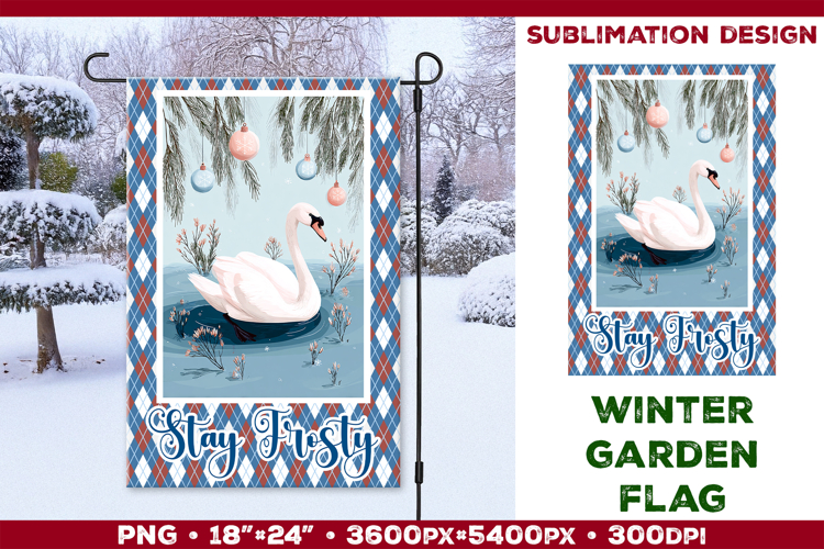 Winter Garden Flag. Christmas Garden Flag Sublimation