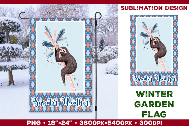 Winter Garden Flag. Christmas Garden Flag Sublimation