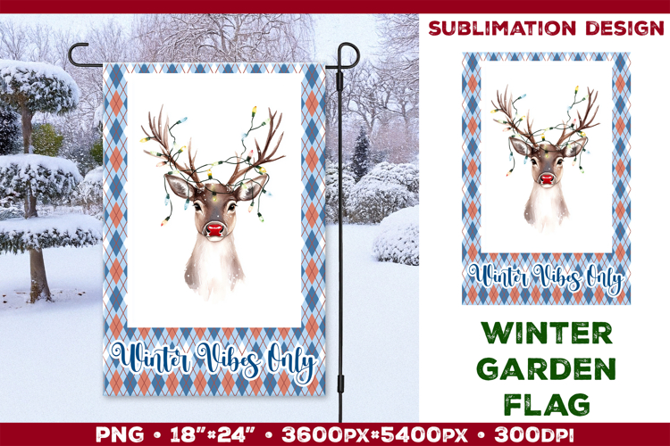 Winter Garden Flag. Christmas Garden Flag Sublimation