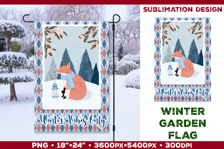 Winter Garden Flag. Christmas Garden Flag Sublimation