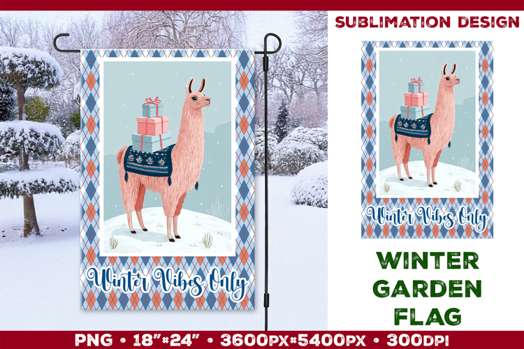 Winter Garden Flag. Christmas Garden Flag Sublimation