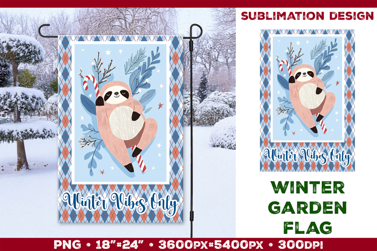 Winter Garden Flag. Christmas Garden Flag Sublimation