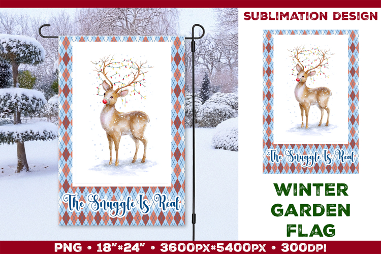 Winter Garden Flag. Christmas Garden Flag Sublimation