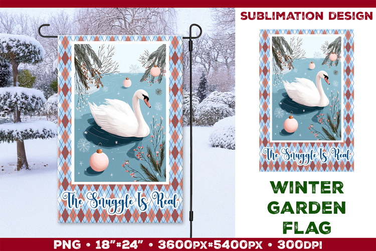 Winter Garden Flag. Christmas Garden Flag Sublimation