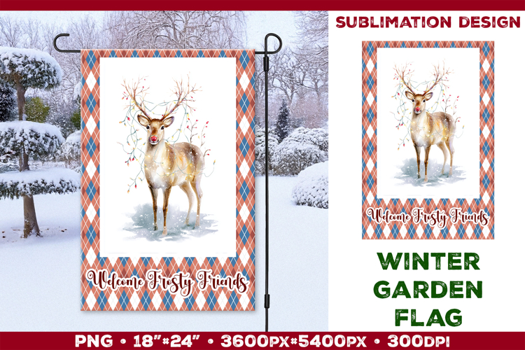 Winter Garden Flag. Christmas Garden Flag Sublimation