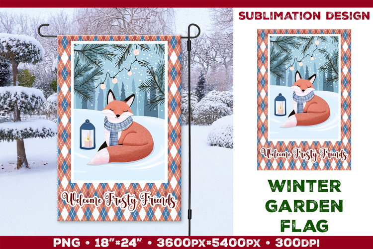 Winter Garden Flag. Christmas Garden Flag Sublimation