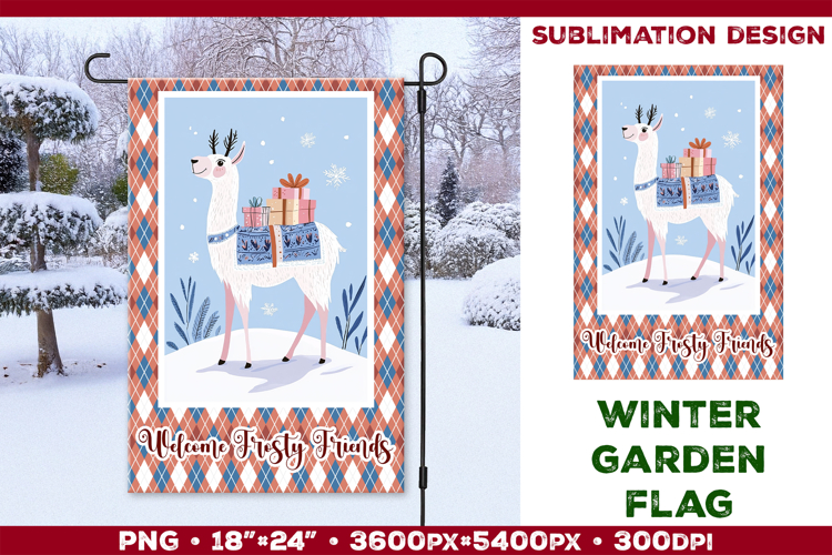 Winter Garden Flag. Christmas Garden Flag Sublimation