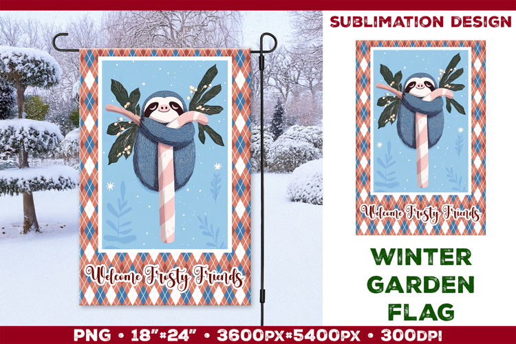 Winter Garden Flag. Christmas Garden Flag Sublimation