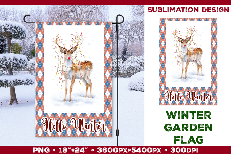 Winter Garden Flag. Christmas Garden Flag Sublimation
