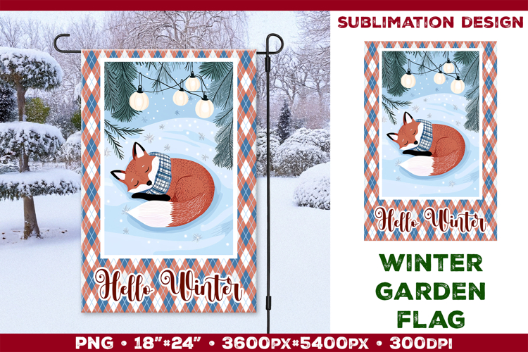 Winter Garden Flag. Christmas Garden Flag Sublimation