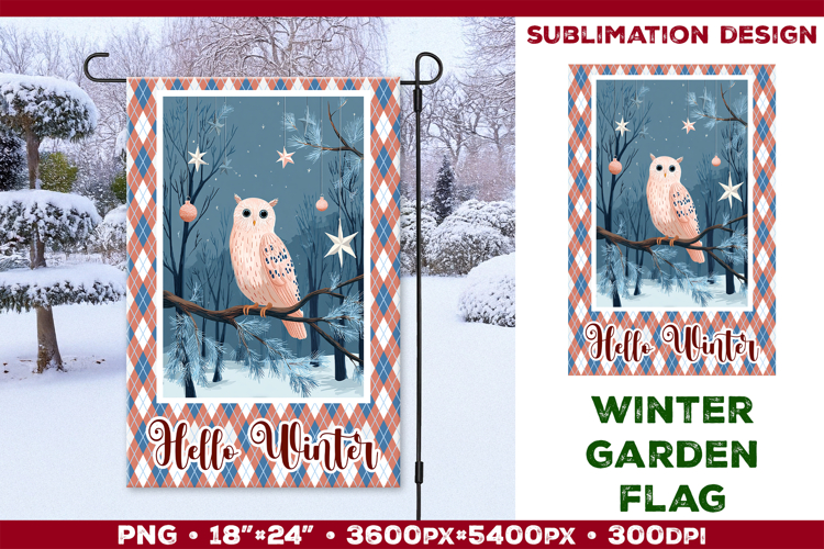 Winter Garden Flag. Christmas Garden Flag Sublimation