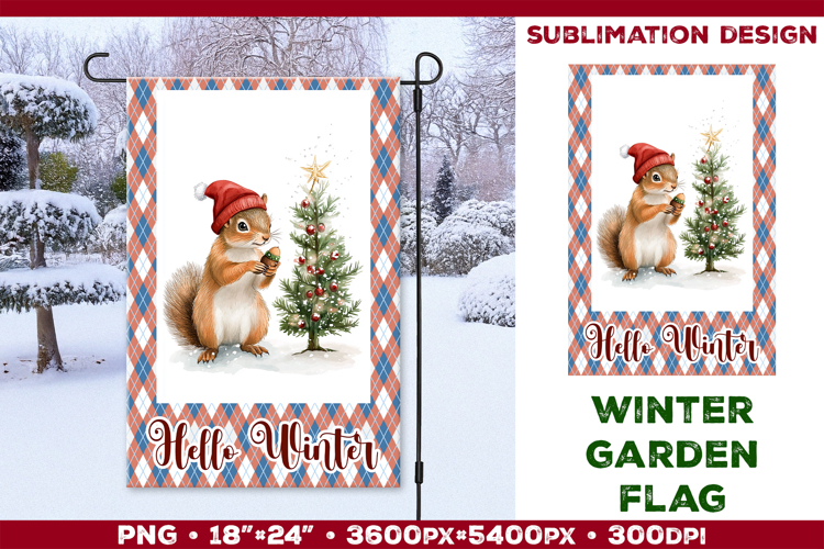 Winter Garden Flag. Christmas Garden Flag Sublimation