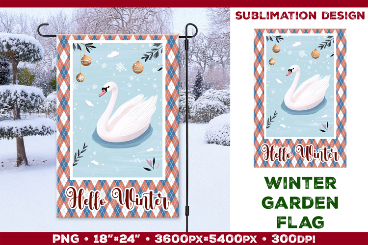 Winter Garden Flag. Christmas Garden Flag Sublimation