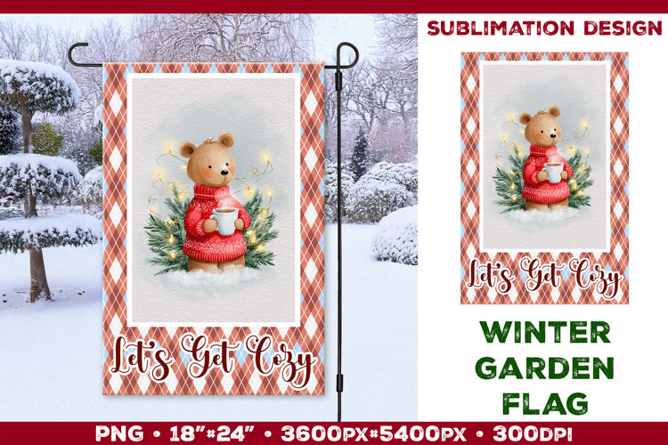 Winter Garden Flag. Christmas Garden Flag Sublimation