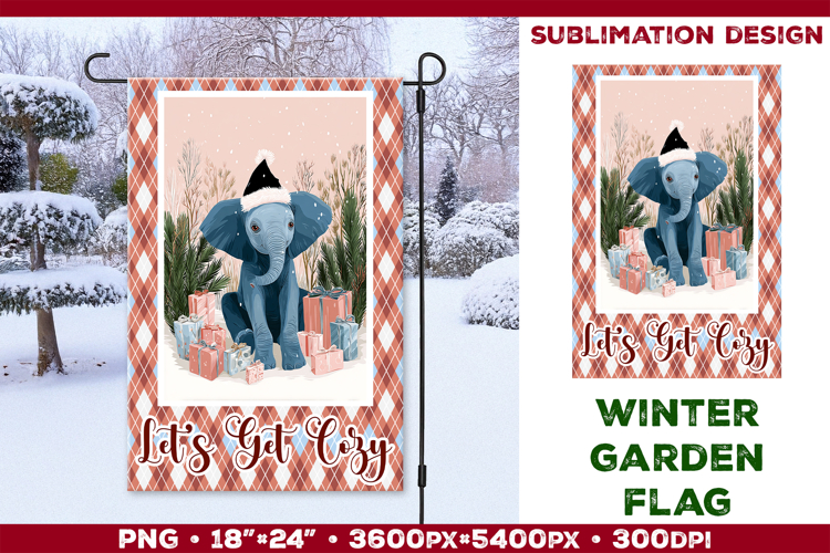 Winter Garden Flag. Christmas Garden Flag Sublimation
