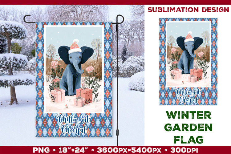 Winter Garden Flag. Christmas Garden Flag Sublimation