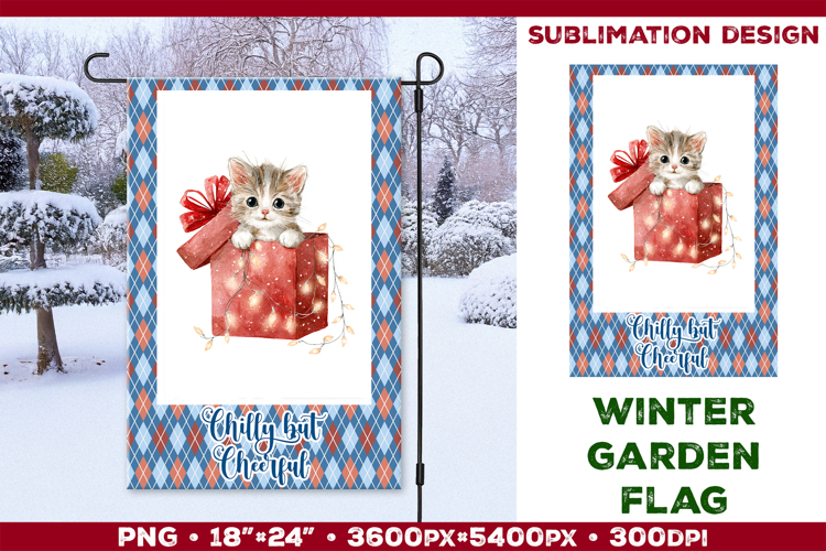 Winter Garden Flag. Christmas Garden Flag Sublimation