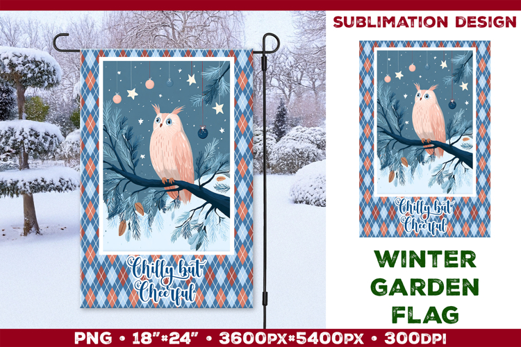 Winter Garden Flag. Christmas Garden Flag Sublimation