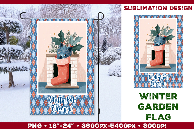 Winter Garden Flag. Christmas Garden Flag Sublimation