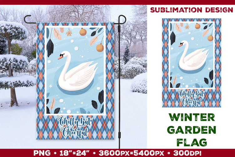 Winter Garden Flag. Christmas Garden Flag Sublimation