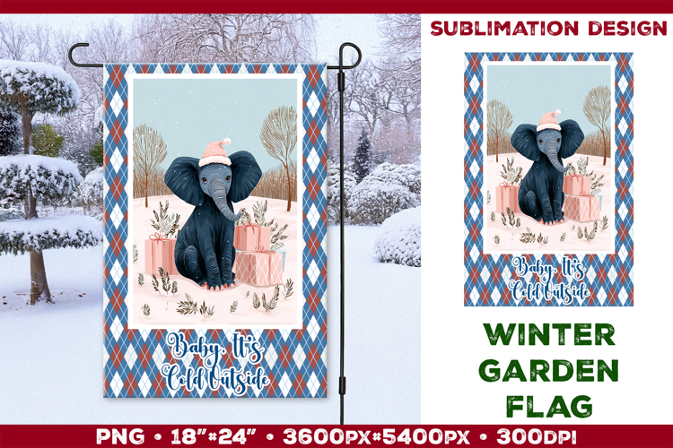 Winter Garden Flag. Christmas Garden Flag Sublimation