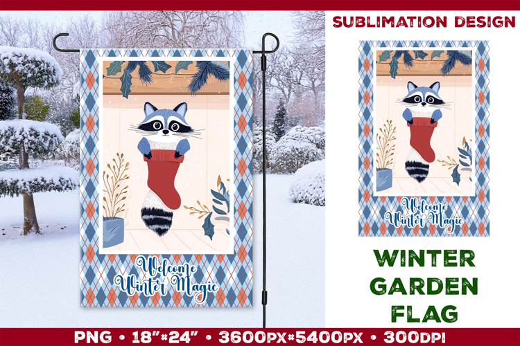 Winter Garden Flag. Christmas Garden Flag Sublimation