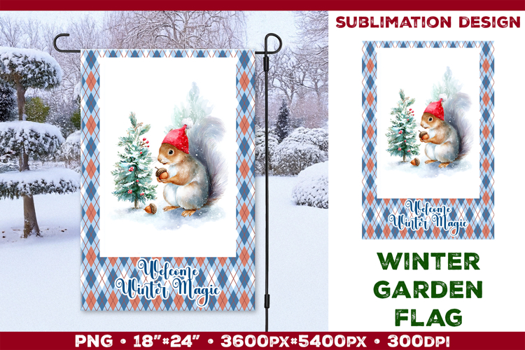 Winter Garden Flag. Christmas Garden Flag Sublimation
