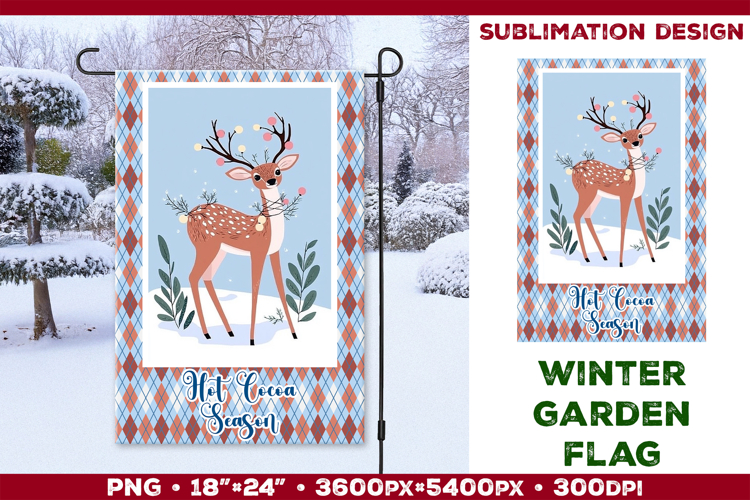 Winter Garden Flag. Christmas Garden Flag Sublimation