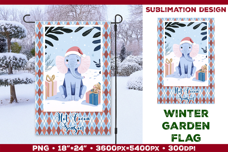 Winter Garden Flag. Christmas Garden Flag Sublimation
