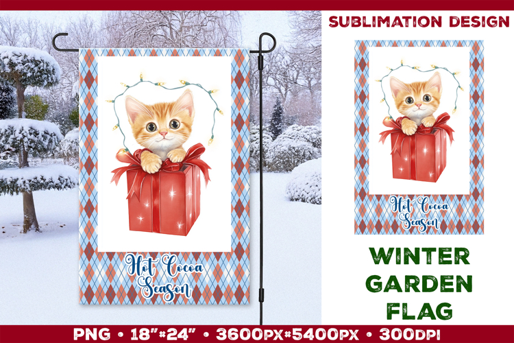 Winter Garden Flag. Christmas Garden Flag Sublimation