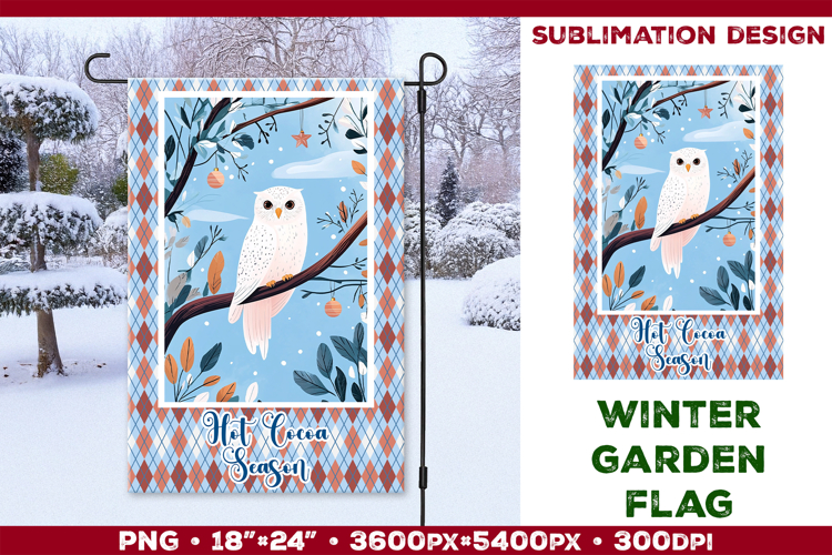 Winter Garden Flag. Christmas Garden Flag Sublimation