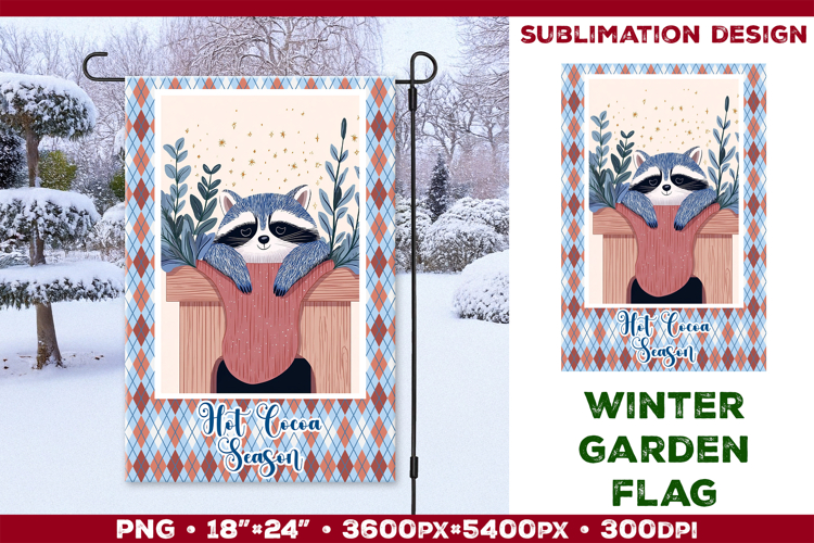 Winter Garden Flag. Christmas Garden Flag Sublimation