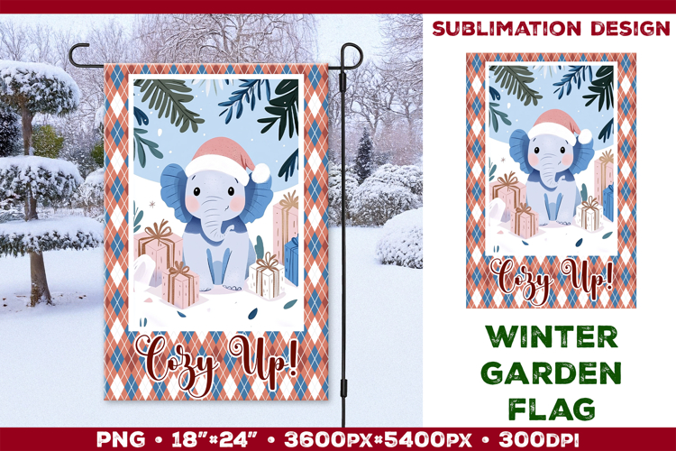 Winter Garden Flag. Christmas Garden Flag Sublimation