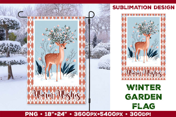 Winter Garden Flag. Christmas Garden Flag Sublimation